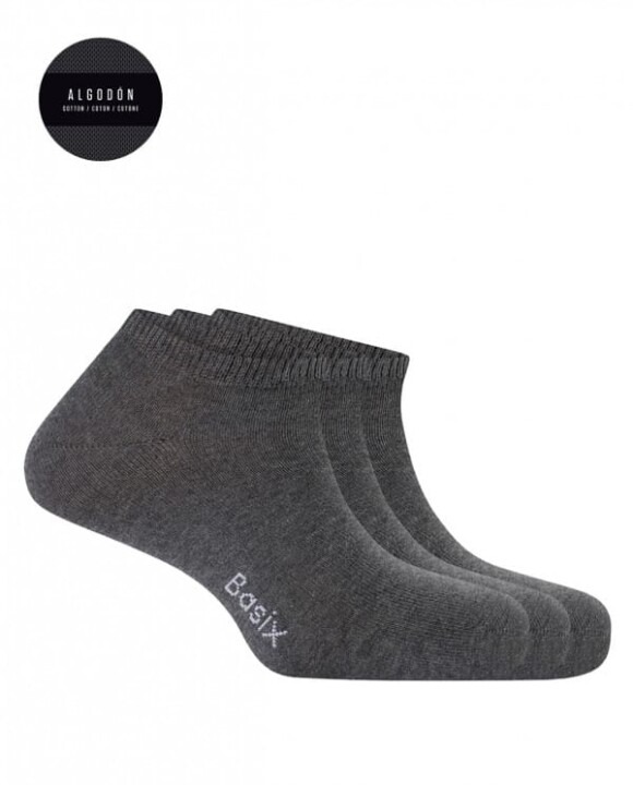 Pack de 3 calcetines de algodón lisos - Basix super Tobilleros Hombre Ref: 1487900 Punto Blanco