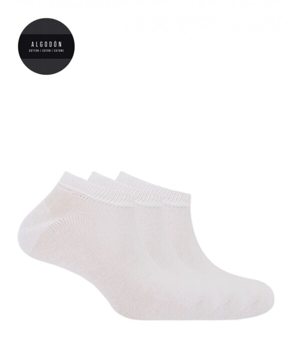 Pack de 3 calcetines de algodón lisos - Basix super Tobilleros Hombre Ref: 1487900 Punto Blanco